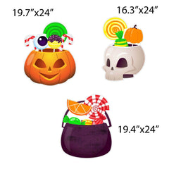 Trick or Treat Candy Halloween Yard Decorations – 12-Piece Outdoor Lawn Sign Set