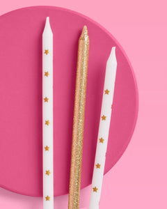 Wish Upon A Star Candles - 10 gold glitter candles