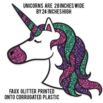 Happy Birthday Unicorn Themed Yard Card Letters and Decorations 21 piece set