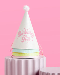 Pastel Party Hats - 13 glitter paper hats