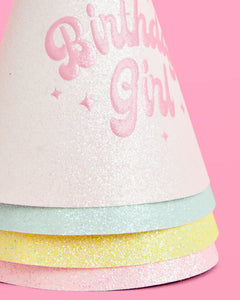 Pastel Party Hats - 13 glitter paper hats
