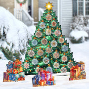 Snowflake-Themed Christmas Tree Outdoor Indoor Décor Wooden Christmas Decoration by G. Debrekht Christmas Décor - 8191504F-G