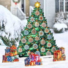 Snowflake-Themed Christmas Tree Outdoor Indoor Décor Wooden Christmas Decoration by G. Debrekht Christmas Décor - 8191504F-G