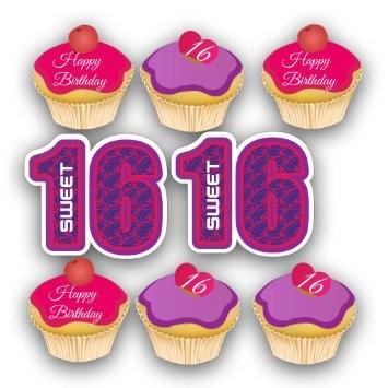 Sweet 16 Birthday Cupcakes Yard Cards