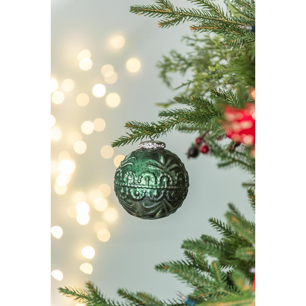 Christmas Ball Ornaments, Glass Decorative Hanging Ball Christmas Tree Ornaments, For Holiday Party Decorations (Set of 6) - Green