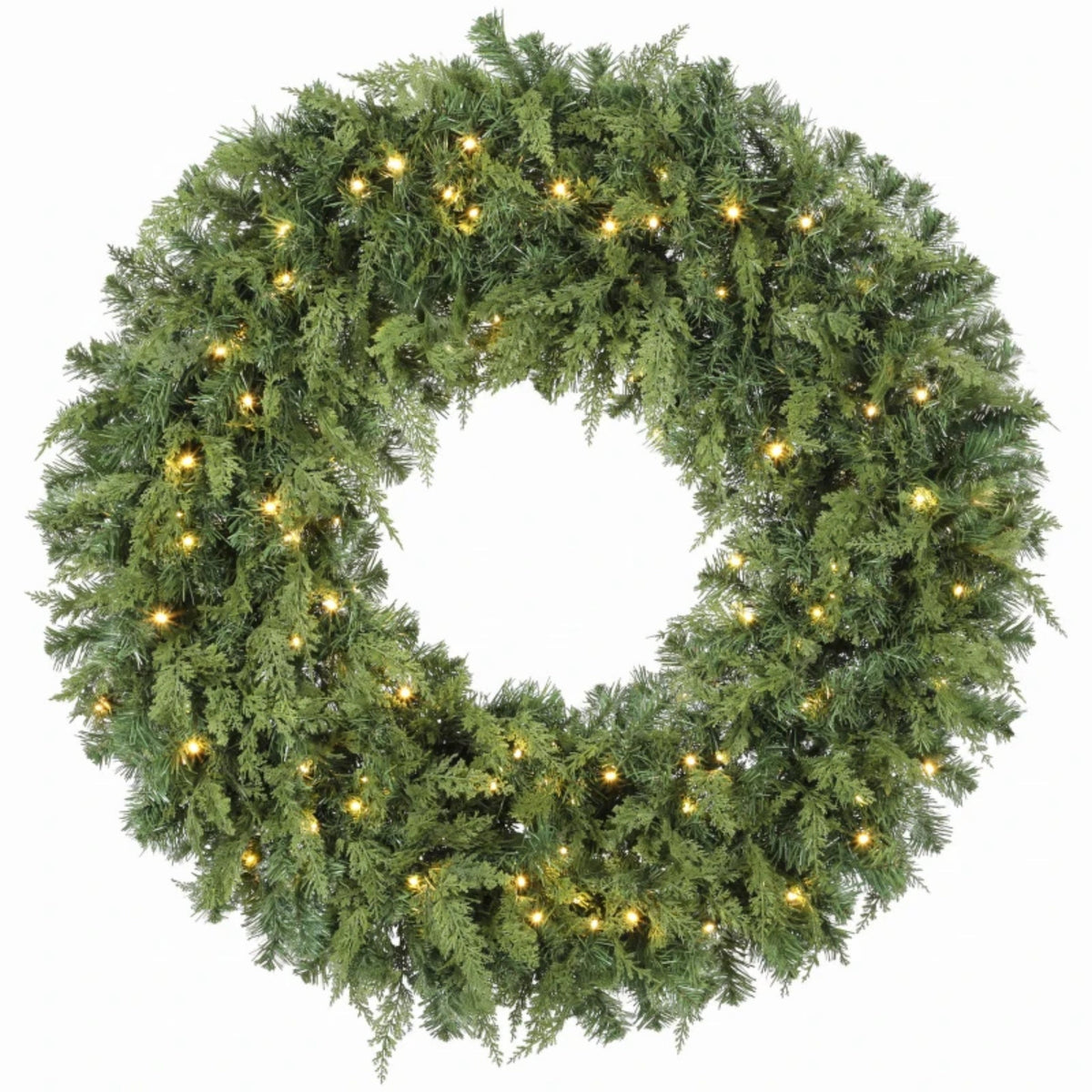 36-Inch Pre-Lit Crestwood Spruce Artificial Christmas Wreath with LED Lights - Green