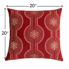Holiday Throw Pillow with Snowflake Embroidery - 20x20 Inch