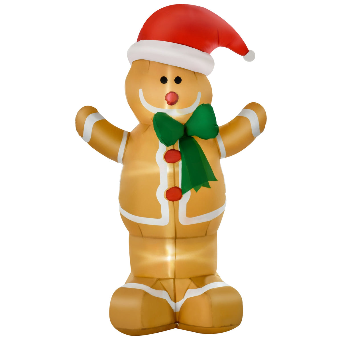 6ft Inflatable Gingerbread Man with LED Lights - Christmas Yard Decoration