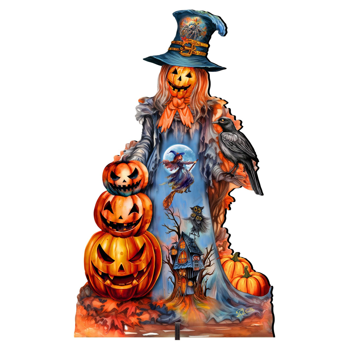 Halloween Pumpkin Scarecrow Freestanding Decor - Halloween Garden Decor by G. Debrekht - Halloween Decor- 8652796F