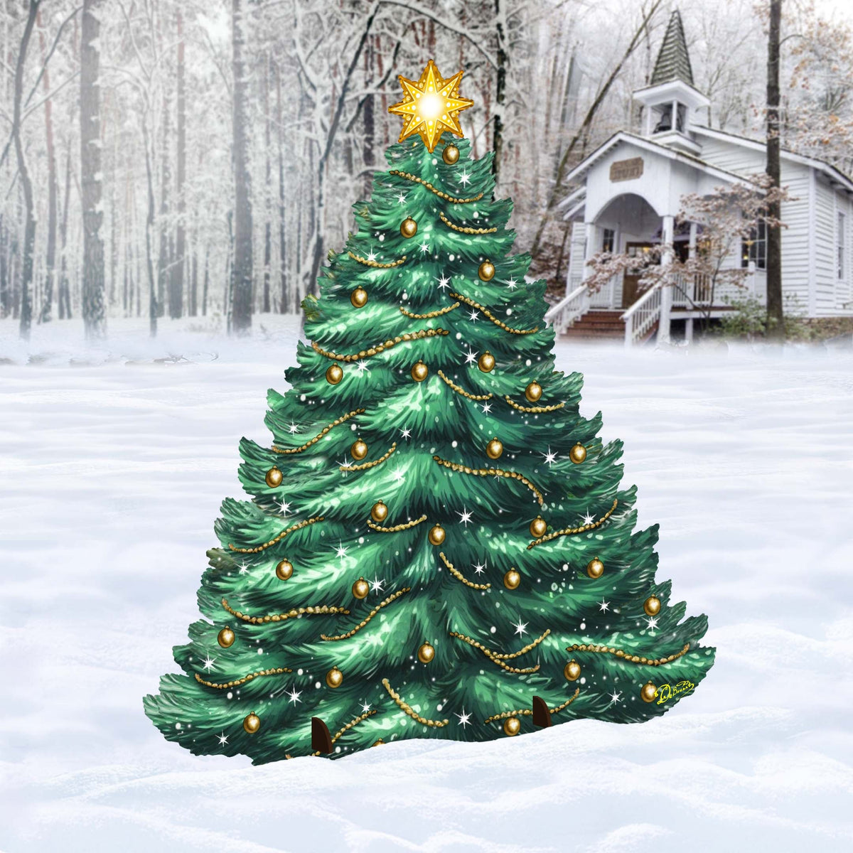 Christmas Tree Outdoor Indoor Decor Wooden Christmas Decoration by G. Debrekht Christmas Decor - 8191500F