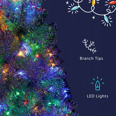 6FT Silver Pre-Lit Artificial Christmas Tree with 300 LED Lights - Silver