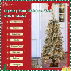 Pre-Lit Artificial Christmas Tree Set with LED Lights - 4-Piece PVC