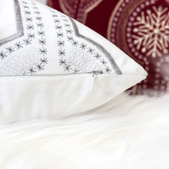 Holiday Throw Pillow with Snowflake Embroidery - 20x20 Inch