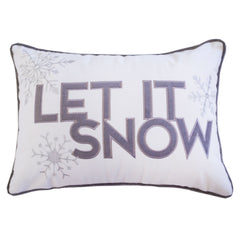 Nneka Let It Snow Lumbar Pillow with Embroidered Snowflakes - Gray, White, or Ivory White