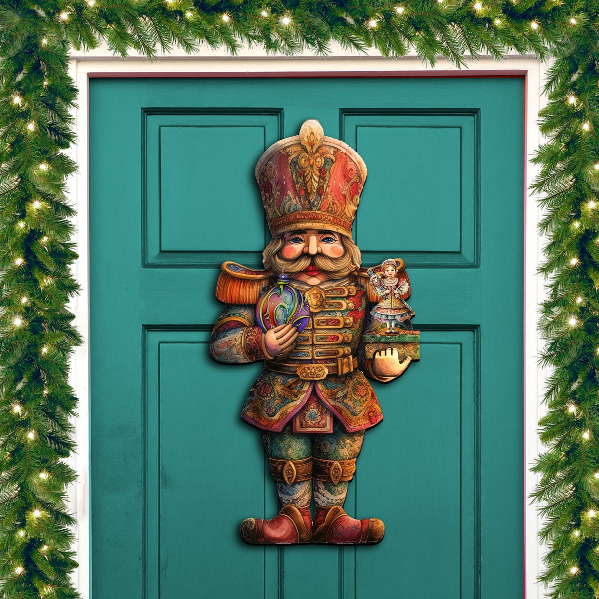Charming Clara and Nutcracker Prince Holiday Door Decor by G. Debrekht - Christmas Decor