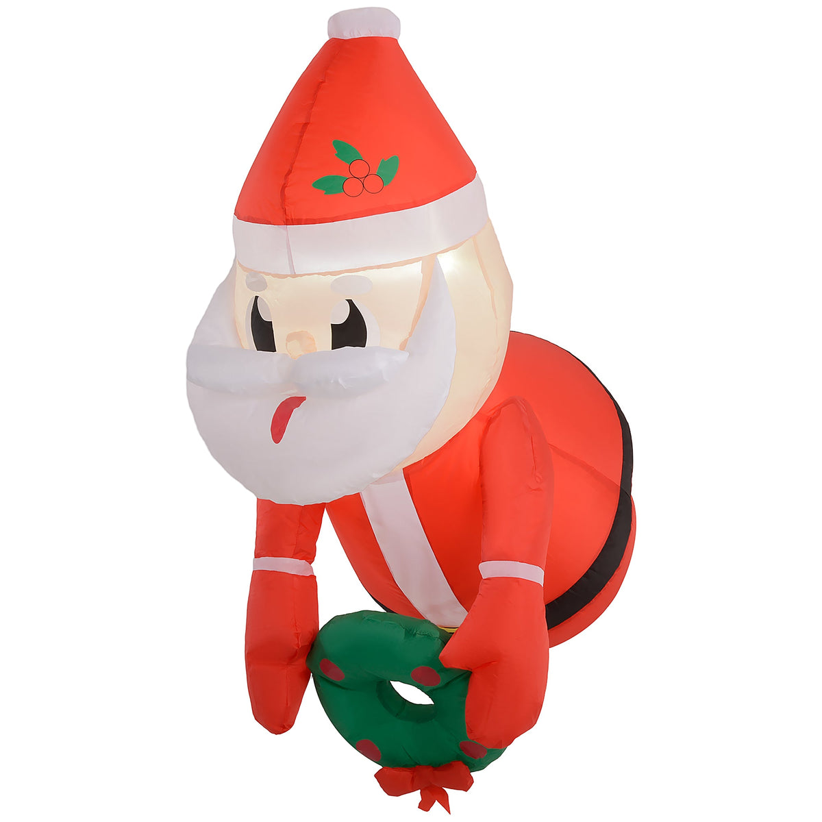 Christmas Inflatable Hanging Santa Claus with Wreath - Red & White