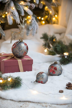 Pearl Silver Glass Decorative Hanging Ball Christmas Ornaments – Set Options