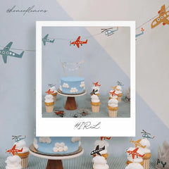 Airplane Cupcake Toppers, Kids Birthday Party Picks (8 Pack)