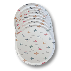 Airplane Dessert Plates, 7 Inch Kids Birthday Party Plates