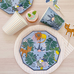 Tropical Animals Birthday Party Supplies Kit – Jungle Safari | Plates, Cups, Napkins | Party in a Box