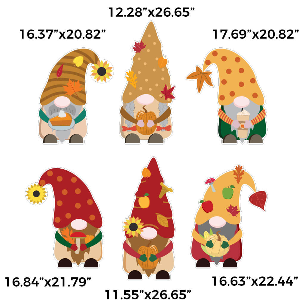Autumn Gnomes Yard Card Decoration 10 piece set