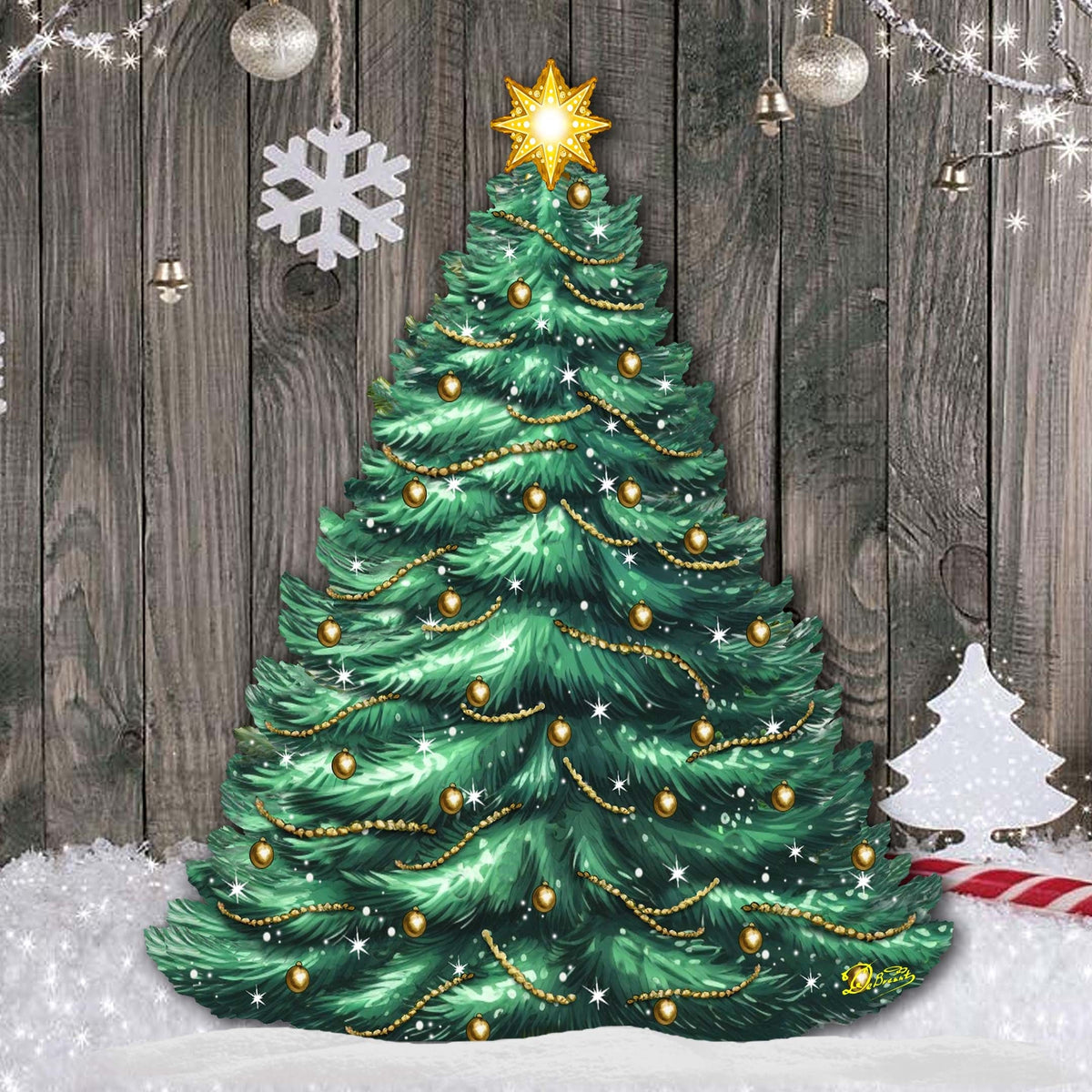 Christmas Tree Outdoor Indoor Decor Wooden Christmas Decoration by G. Debrekht Christmas Decor - 8191500F
