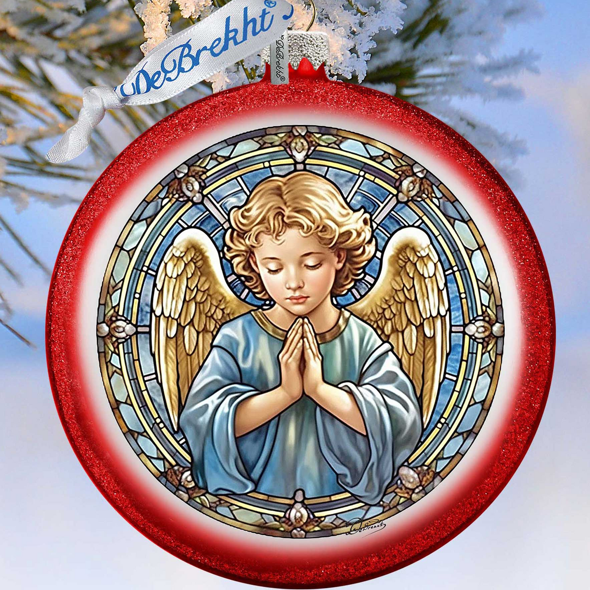 Little Angel Ball Glass Ornament by G. Debrekht - Nativity Holiday Decor