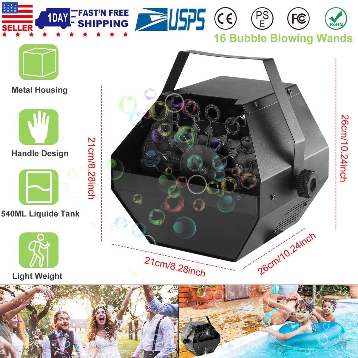 Automatic Bubble Machine 25W Pro Bubble Blower Maker w/ Handle for DJ DISCO Stages Wedding Kids Birthday Parties