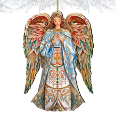 Elegant Angel of Hope Wooden Ornaments by G. DeBrekht Nativity Holiday Decor - 8611073