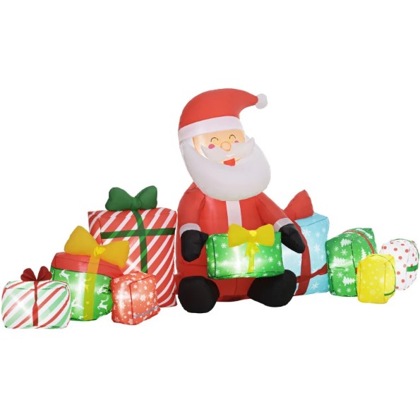Inflatable Santa Claus Outdoor Display with LED Lights - Red
