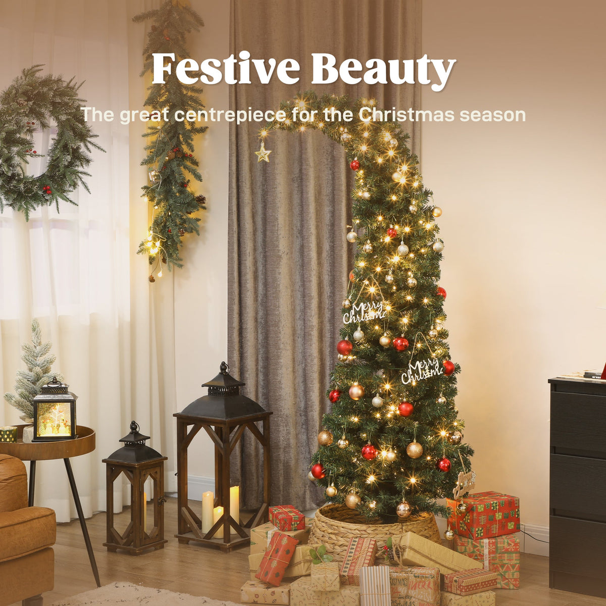 6 ft Prelit Whimsical Christmas Tree with 200 Lights - Bent Top