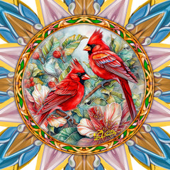 Christmas Cardinals Star Tree Topper Wooden Decor by G. Debrekht - Wildlife Holiday Decor - 89510