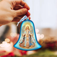 Light-bearing Angel Bell Glass Ornament by G. Debrekht - Nativity Holiday Decor - 752-041