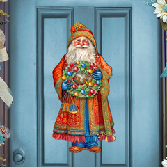 Santa's Wreath of Joy Holiday Door Decor by G. Debrekht - Christmas Santa Snowman Decor - 8691402H