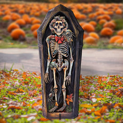 Halloween Skeleton Coffin Freestanding Decor - Halloween Garden Decor by G. Debrekht - Halloween Decor- 8652797F
