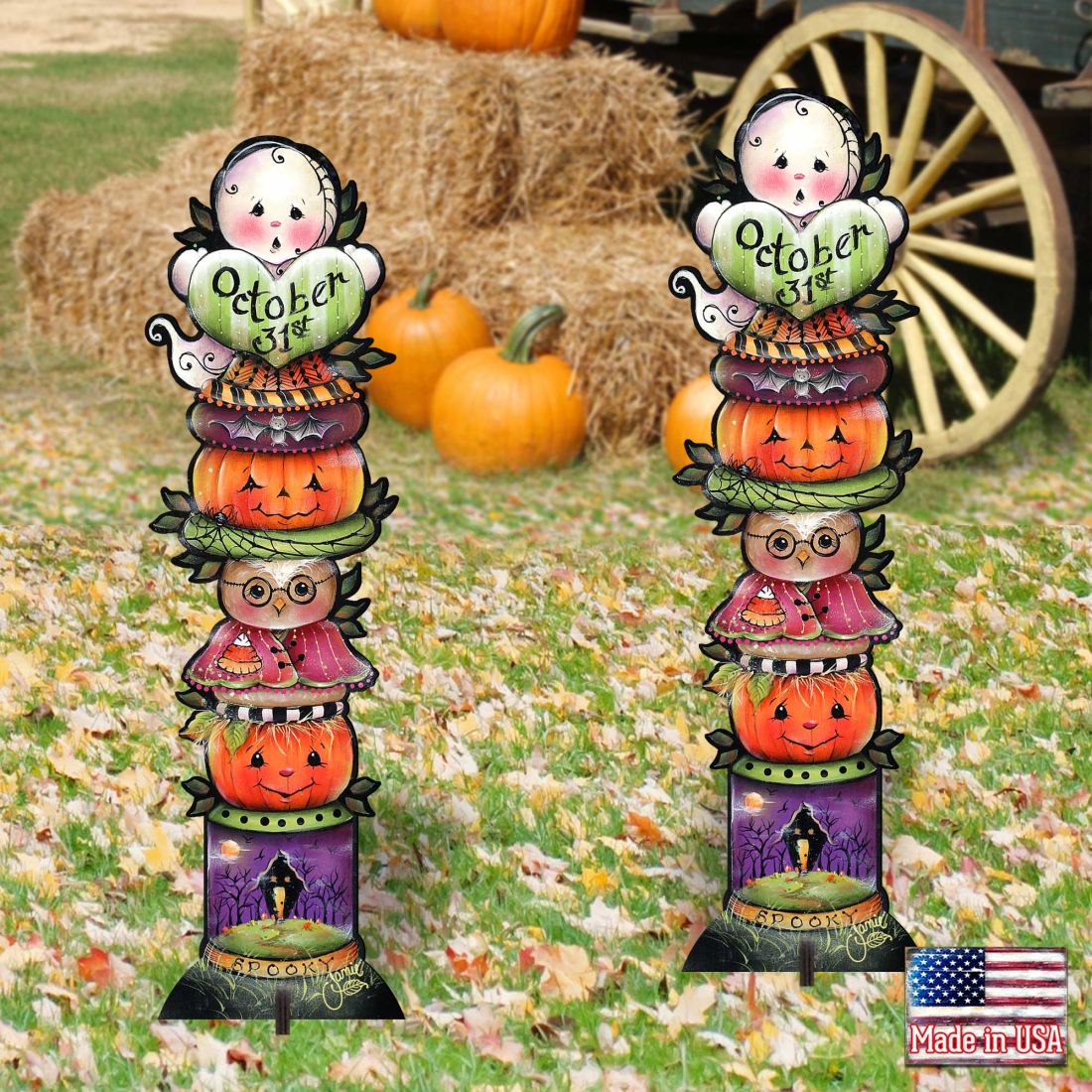 Boo Walkway Greeters Set of 2 Halloween Outdoor Decor by Jamie Mills-Price - Thanksgiving Halloween Decor