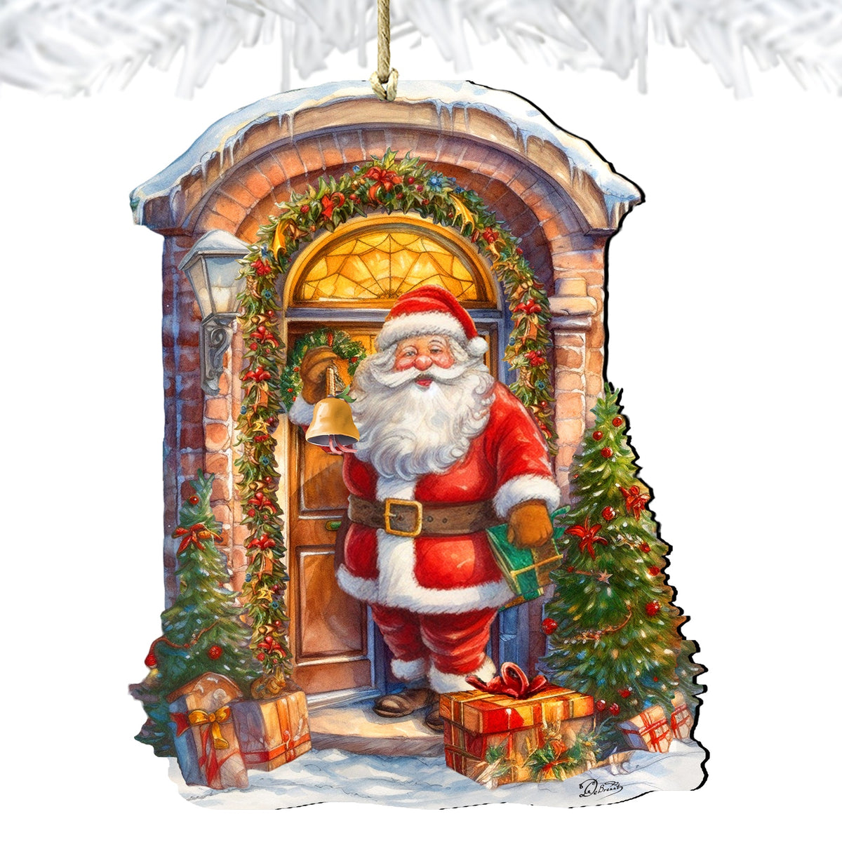 Knocking the Door Santa Wooden Ornaments by G. Debrekht Christmas Santa Snowman Decor - 8611044