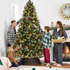 9-Foot Pre-Lit Pre-Decorated Pine Artificial Christmas Tree, 600 Lights, Green