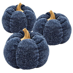 Pumpkin Ornament Decor For Holiday Harvest Festival Fall Festival & Thanksgiving (Set of 3) - Blue