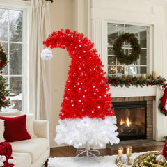 6FT Artificial Christmas Tree with LED Light - Santa's Hat Shape