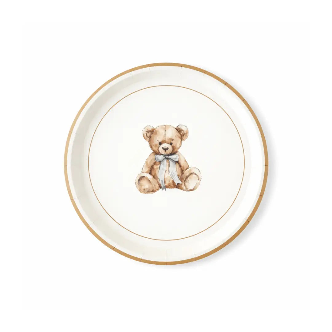 Baby Bear Plush Light Blue Dessert Plates, 12pcs