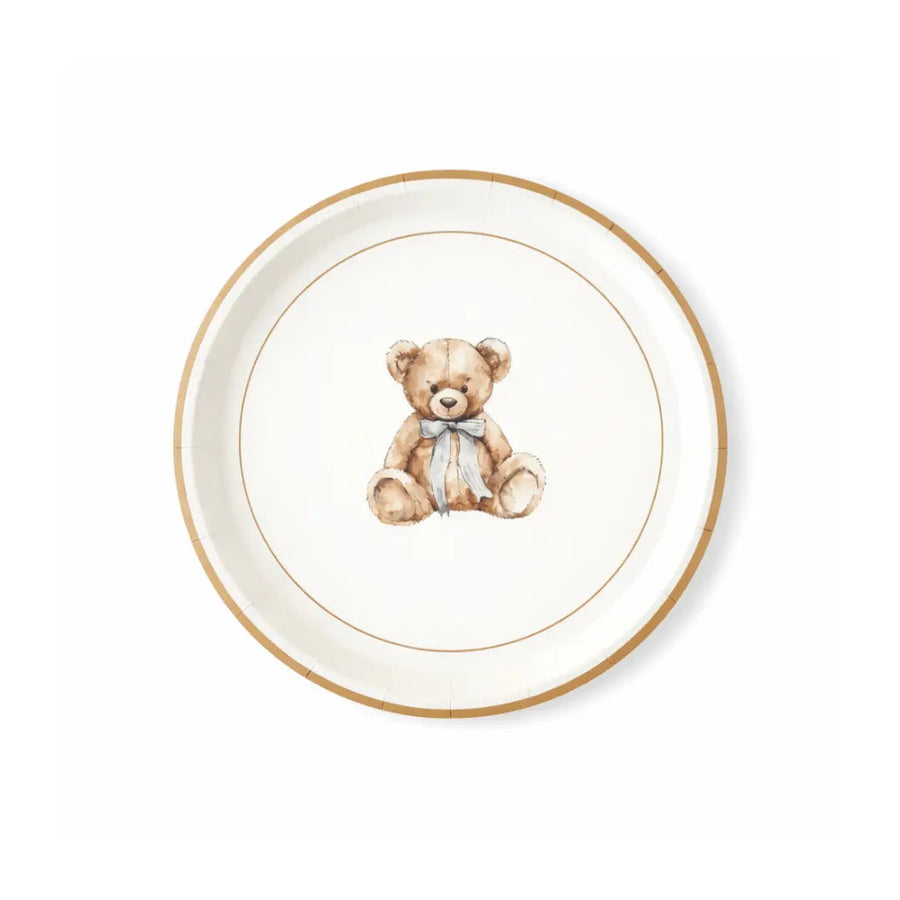 Baby Bear Plush Light Blue Dessert Plates, 12pcs