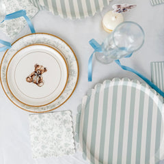 Baby Bear Plush Light Blue Dessert Plates, 12pcs