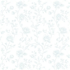 Baby Blue Floral Toile Scalloped Cocktail Napkins, 12pcs