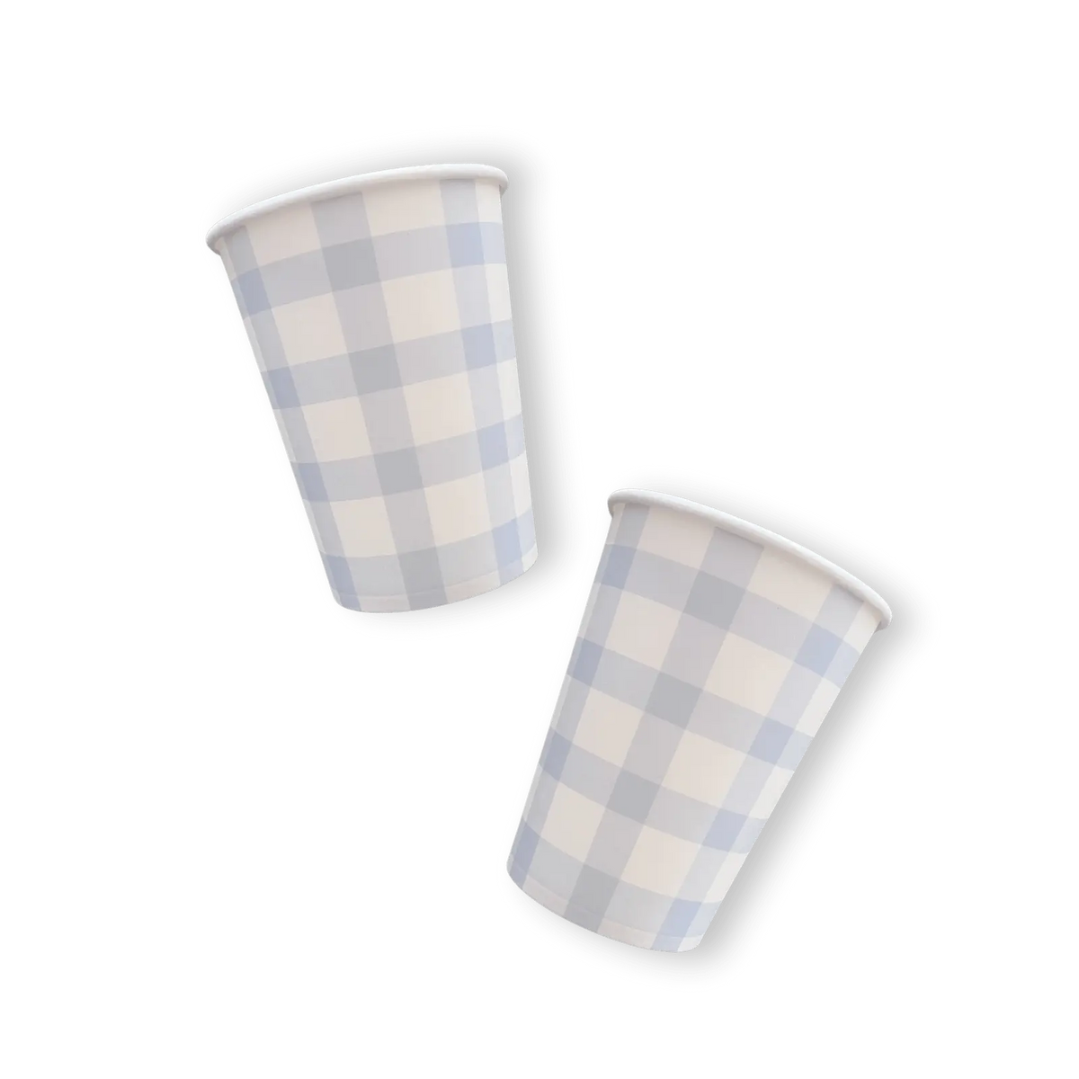 Baby Blue Gingham Paper Party Cups, 9 oz (12 Pack)