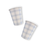 Baby Blue Gingham Paper Party Cups, 9 oz (12 Pack)