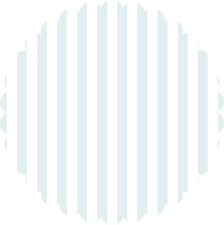 Baby Blue Striped Scalloped Dinner Plate, 16pcs