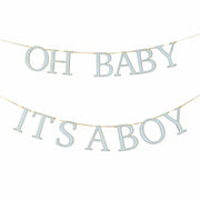 Baby Shower Banner Set – Light Blue & Gold Foil