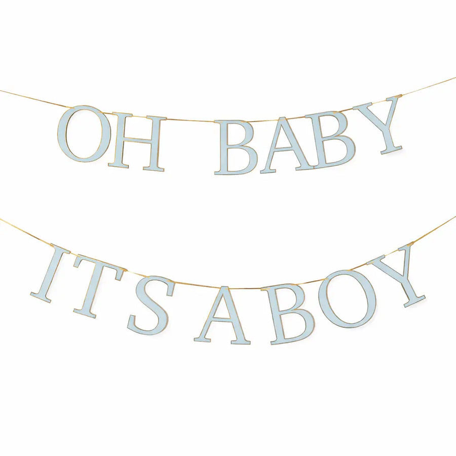 Baby Shower Banner Set – Light Blue & Gold Foil