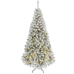 6 Ft Pre-Lit Flocked Fraser Fir Artificial Christmas Tree with Warm White LEDs - Snowy Flocked Finish
